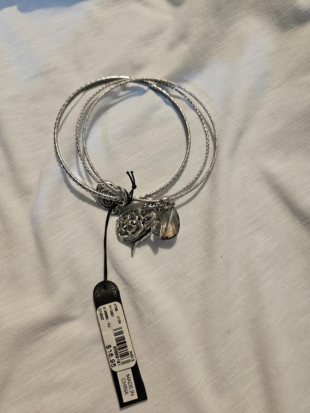 Silver Tone Charm Bangle Bracelet Set - Nwt